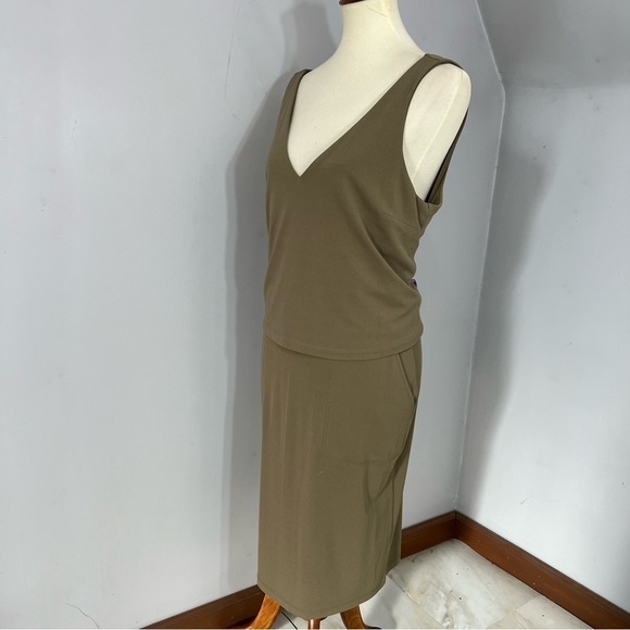 NWT Ralph Lauren Khaki Green Jersey Knit Comfortable Neutral Career Summer Dress - Picture 14 of 16